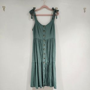 Womens Ophelia Roe Size Large Green Button Up Dress